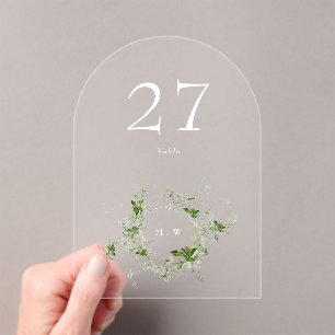Green Elegant Eucalyptus Wreath Arch Table Number