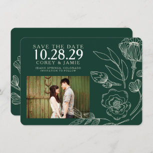 Green Elegant Floral Wedding Save The Date