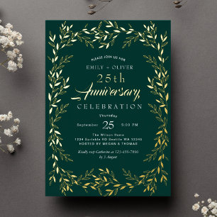 Green Elegant Gold Leaf Anniversary