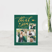 Green Elegant Gold Script 4 Photo Graduation