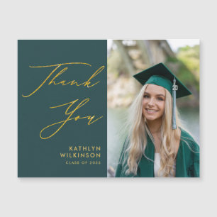 Green Elegant Gold Script Graduation Thank You