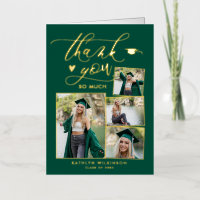 Green Elegant Gold Script Graduation Thank You