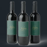 Green Elegant Happy Holidays Christmas Wine Label<br><div class="desc">Festive Christmas holiday wine labels for your gift giving - in an elegant green "happy holidays" design. Customise with your name.</div>