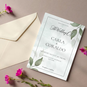 Green Elegant Leaf Wedding Invitations