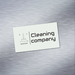 Green Elegant Minimalist Cleaning Company Simple Magnetic Business Card