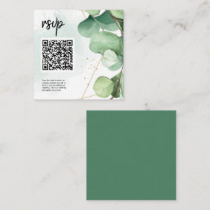 Green Elegant Modern Simple QR Code Wedding RSVP Enclosure Card
