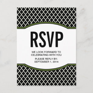 Green Elegant Quatrefoil RSVP Postcard