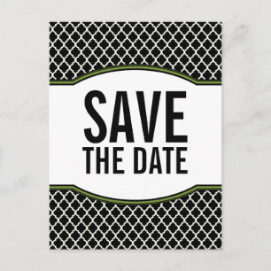 Green Elegant Quatrefoil Save the Date Postcard