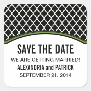 Green Elegant Quatrefoil Save the Date Stickers