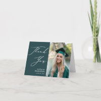 Green Elegant Script Minimalist Photo Graduation
