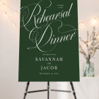 Green Elegant Script Rehearsal Dinner Welcome Sign