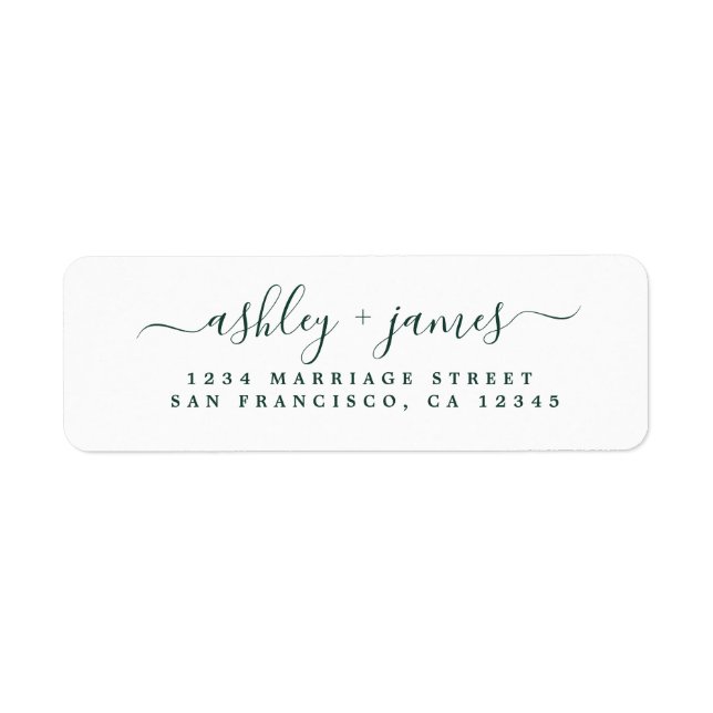 Green Elegant Script Wedding Return Address (Front)