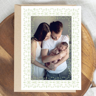 Green Elegant Snowflake Christmas Photo Holiday Card