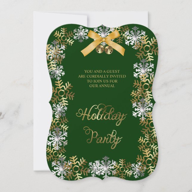 Green Elegant Snowflake Corporate Party Invite (Front)