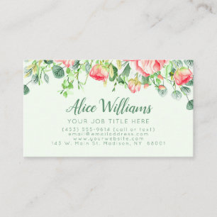 Green Elegant Spring Floral Business Card