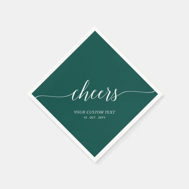 Green Elegant Stylish Lettering Cheers Event Napkin (Corner)