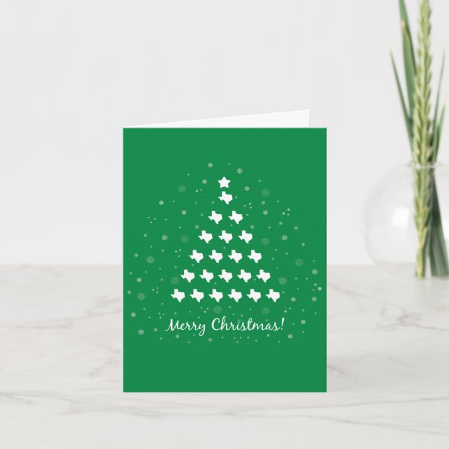 Green Elegant Texas Christmas Tree Holiday Card (Front)