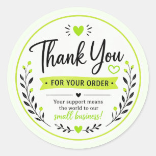 Green Elegant Thank You Sticker for Small Business