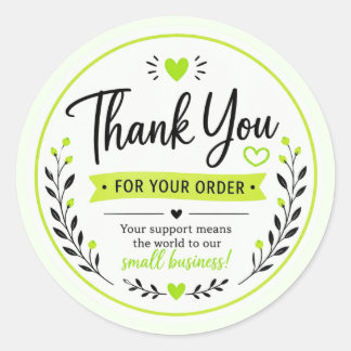 Green Elegant Thank You Sticker for Small Business