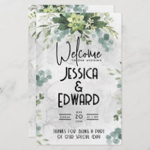 Green Elegant Wedding Watercolor Floral Minimal