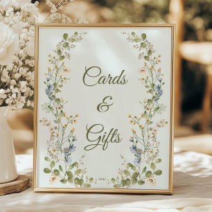 Green Elegant Wildflower Wedding Cards and Gifts Poster
