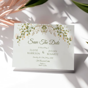 Green Elegant Wildflower Wedding Save The Date