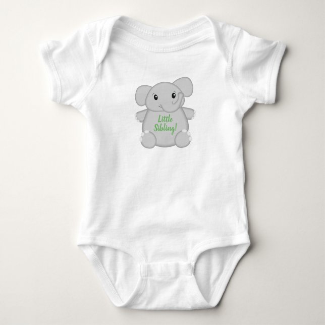 Green Elephant Baby Shower Baby Bodysuit (Front)