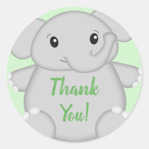 Green Elephant Baby Shower Classic Round Sticker