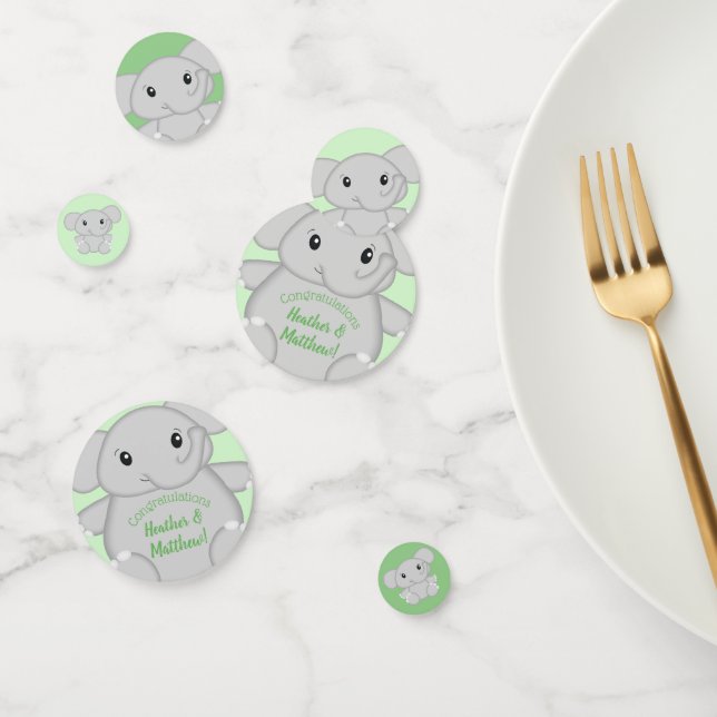 Green Elephant Baby Shower Confetti (Group)