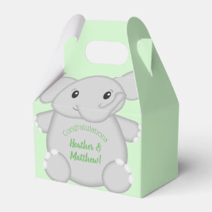Green Elephant Baby Shower Favour Box