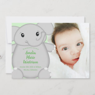 Green Elephant Baby Shower Invitation