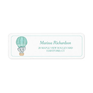 Green Elephant Baby Shower Return Address Label