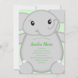 Green Elephant Birthday Party Invitation
