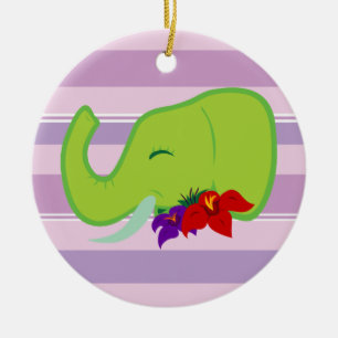 Green Elephant Ceramic Tree Decoration