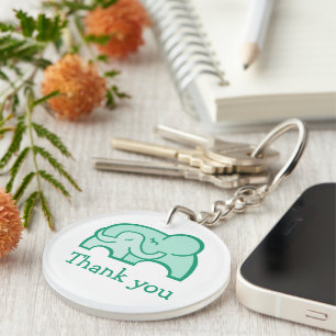 Green elephant hug teacher thank you key ring