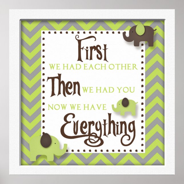 Green Elephant Nursery Word Wall Art (Front)