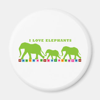 Green Elephants Walking Magnet