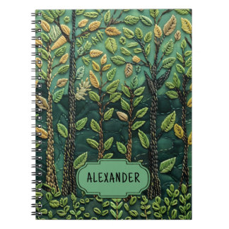 Green Embroidered Nature Forest Trees Outdoors Notebook