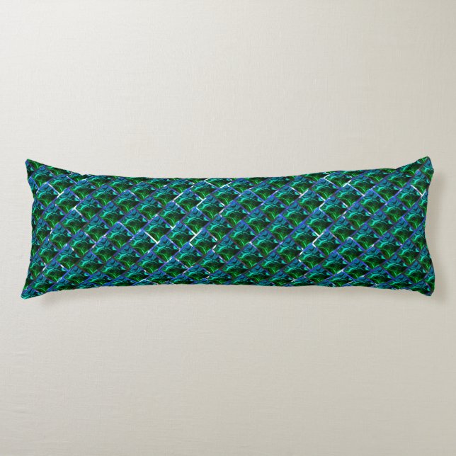 Green emerald and curves, under nickel grid body cushion (Front)