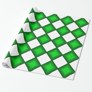 Green Emerald Diamonds on White Wrapping Paper