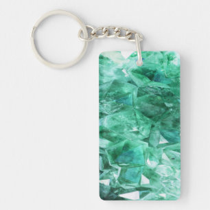 Green emerald gem stone mineral key ring