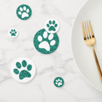 Green Emerald Glitter Animal Paw Print Table