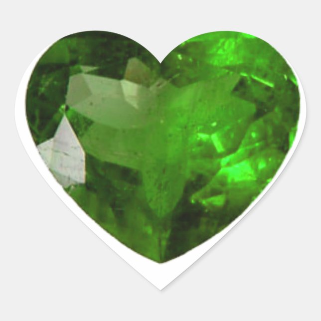 Green Emerald Heart Sticker (Front)