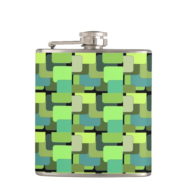 Green Emerald Lime Jade Modern Abstract Hip Flask (Front)
