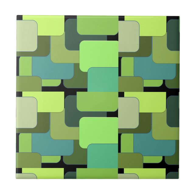 Green Emerald Lime Jade Modern Abstract Tile (Front)