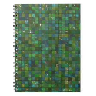 Green Emerald Shiny Glass Tiles Texture Background Spiral Notebook