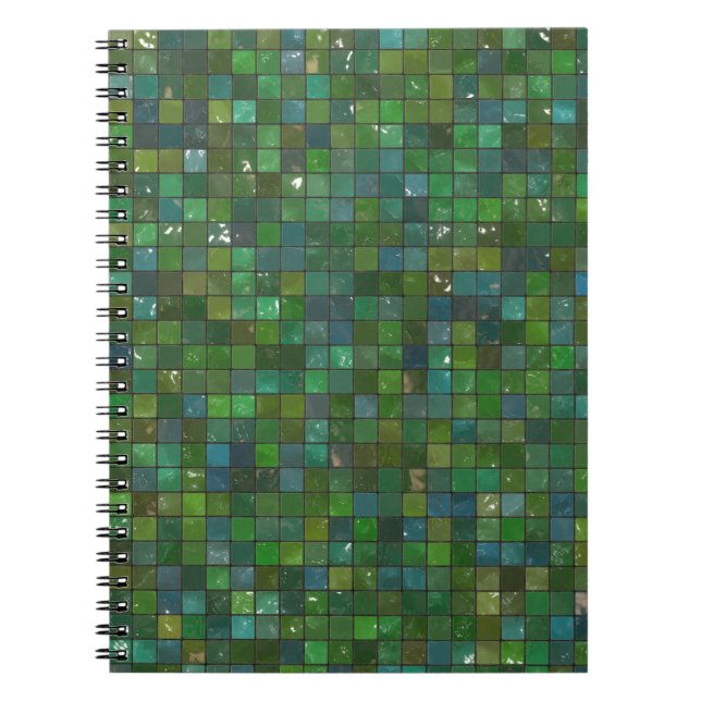 Green Emerald Shiny Glass Tiles Texture Background Spiral Notebook (Front)
