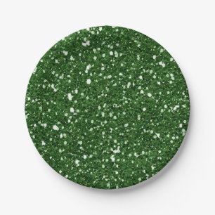 Green Emerald Sparkle Glitter Glam Custom Party Paper Plate