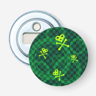 Green Emo Pattern With Circles Bottle Opener