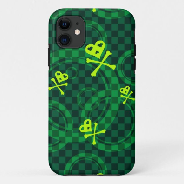 Green Emo Pattern With Circles Case-Mate iPhone Case (Back)